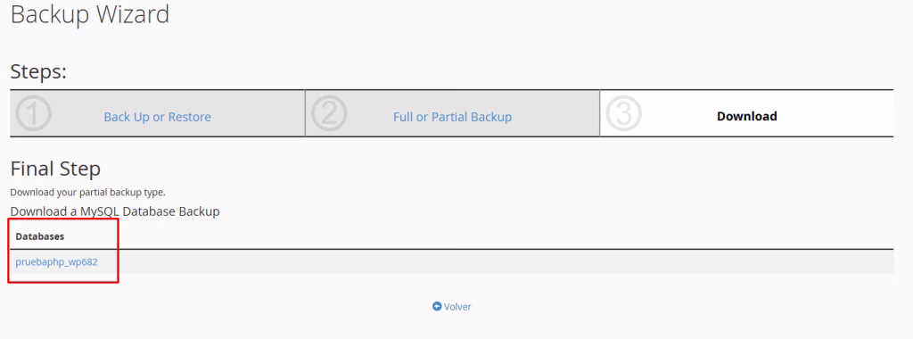 copia de seguridad cPanel