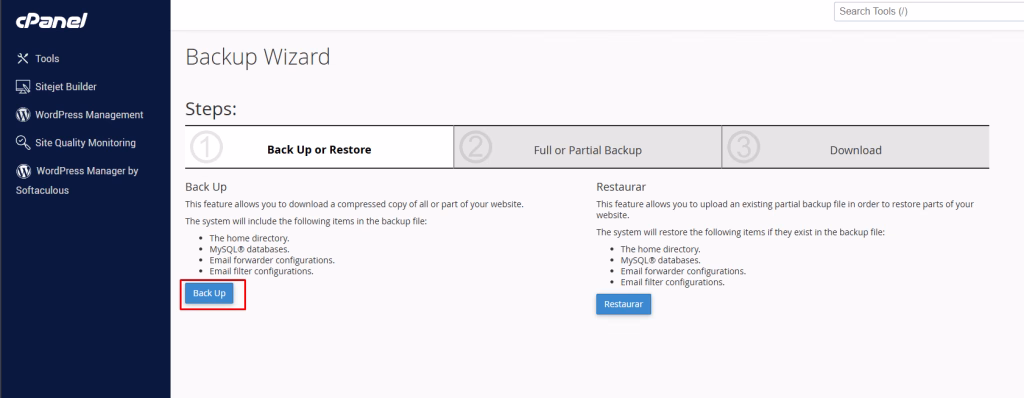 copia de seguridad cPanel