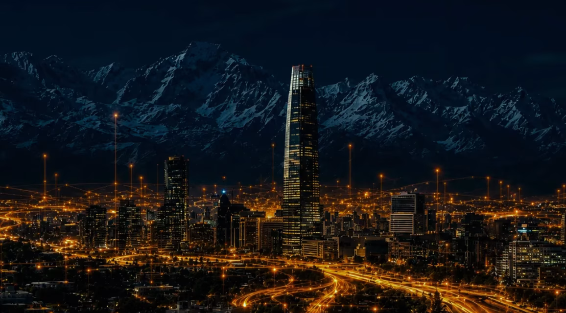 centro de datos: edificios de la ciudad de santiago de noche